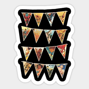 Vintage circus acts performers animals clowns bunting flags Sticker